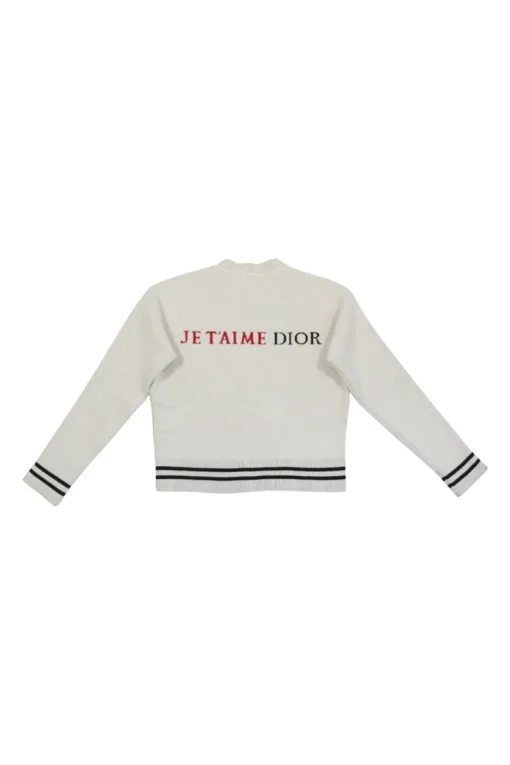 Ecru and red cashmere-blend Dioramour fully-fashioned jacquard knit crewneck pullover sweater