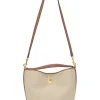 Ecru canvas and leather Bucket 16 bag with detachable shoulder strap