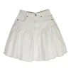 Ecru cotton denim high-rise mini ruffle skirt