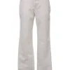 Ecru cotton denim high-rise straight-leg jeans