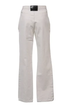 Ecru cotton denim high-rise straight-leg jeans