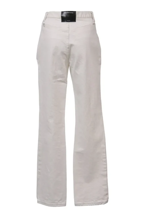 Ecru cotton denim high-rise straight-leg jeans