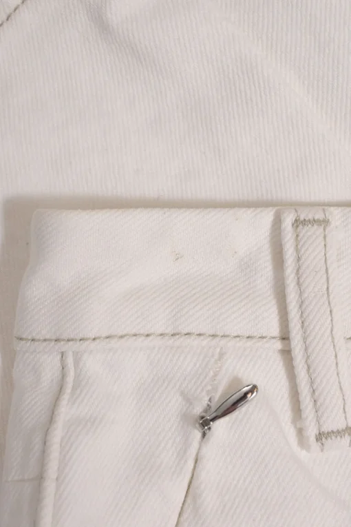 Ecru cotton denim high-rise straight-leg jeans