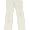 Ecru cotton denim low-rise skinny jeans with contrast topstitching details