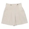 Ecru cotton twill Dicochia pull-on high-rise shorts