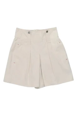 Ecru cotton twill Dicochia pull-on high-rise shorts