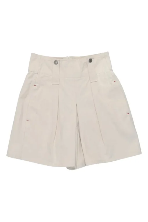 Ecru cotton twill Dicochia pull-on high-rise shorts