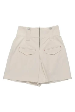 Ecru cotton twill Dicochia pull-on high-rise shorts