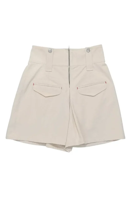 Ecru cotton twill Dicochia pull-on high-rise shorts