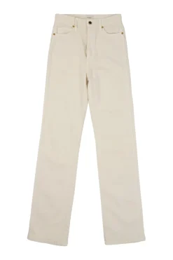 Ecru cotton-blend denim Danielle pull-on high-rise full-length straight-leg jeans