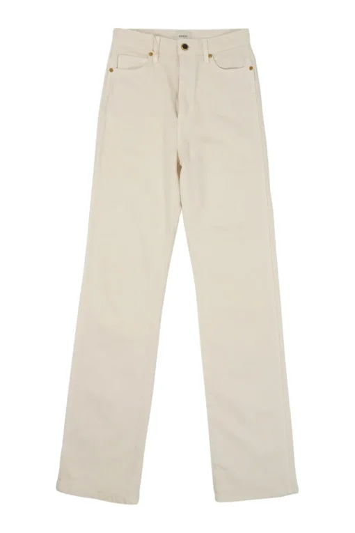 Ecru cotton-blend denim Danielle pull-on high-rise full-length straight-leg jeans