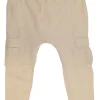Ecru Lyocell-linen blend pull-on drop-crotch cargo capri pants with adjustable drawstring waist