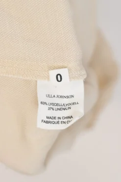 Ecru Lyocell-linen blend pull-on drop-crotch cargo capri pants with adjustable drawstring waist