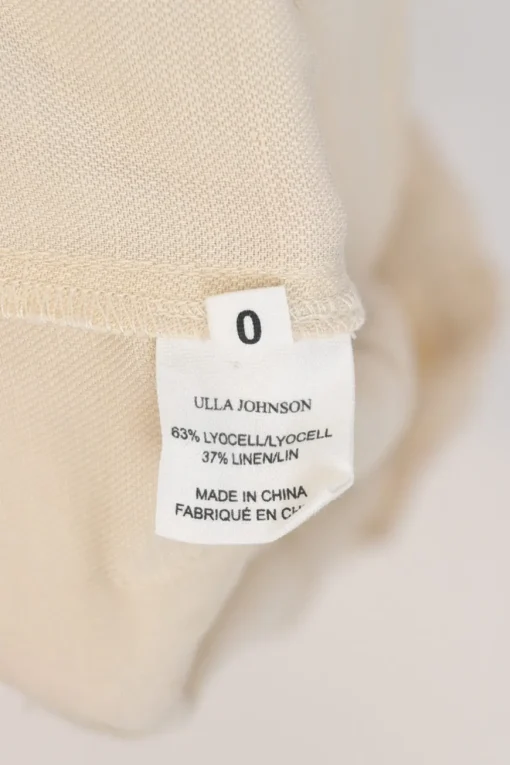 Ecru Lyocell-linen blend pull-on drop-crotch cargo capri pants with adjustable drawstring waist