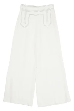 Ecru viscose pull-on high-rise Patricia sailor pants with contrast topstitching details