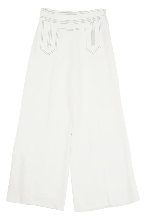Ecru viscose pull-on high-rise Patricia sailor pants with contrast topstitching details