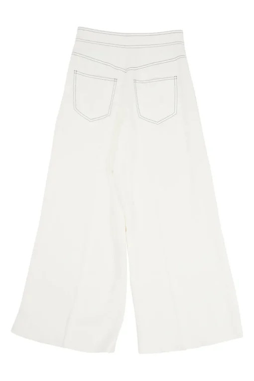 Ecru viscose pull-on high-rise Patricia sailor pants with contrast topstitching details