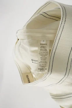 Ecru viscose pull-on high-rise Patricia sailor pants with contrast topstitching details