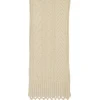 Ecru wool-cashmere blend cable knit fringe scarf
