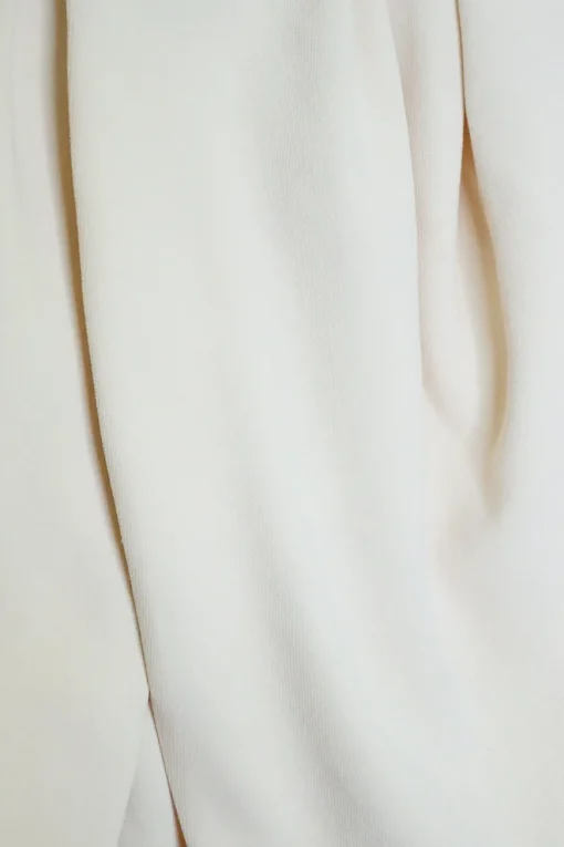 Ecru woven cotton draped wrap front asymmetric pull-on midi skirt