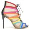 Edgardo Osorio for Salvatore Ferragamo 100th Anniversary multi-colour suede and tulle Amber lace-up ankle booties