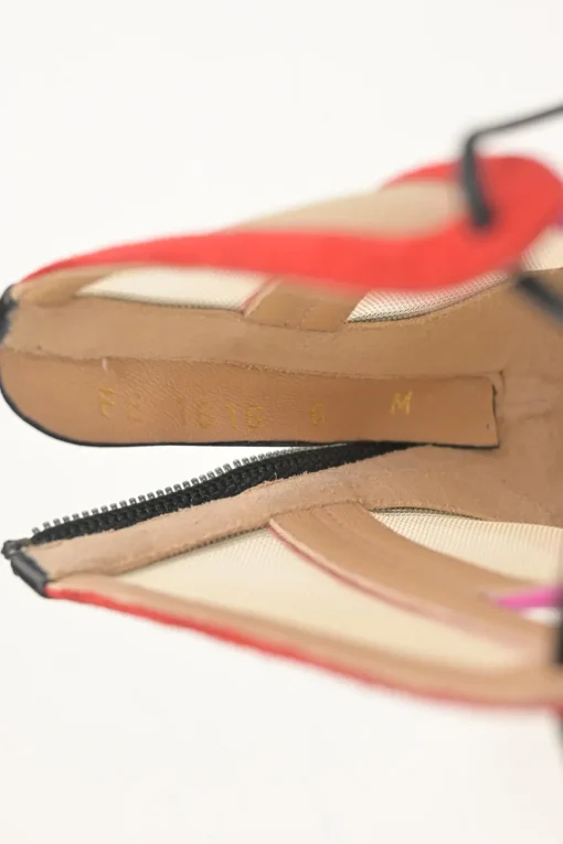 Edgardo Osorio for Salvatore Ferragamo 100th Anniversary multi-colour suede and tulle Amber lace-up ankle booties