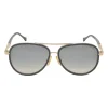 Embossed black acetate and tinted polycarbonate double-bridge aviator sunglasses