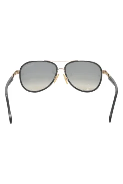 Embossed black acetate and tinted polycarbonate double-bridge aviator sunglasses
