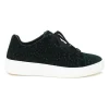 Emerald green laser-cut velvet low-top sneakers
