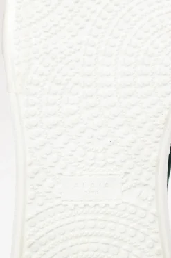 Emerald green laser-cut velvet low-top sneakers