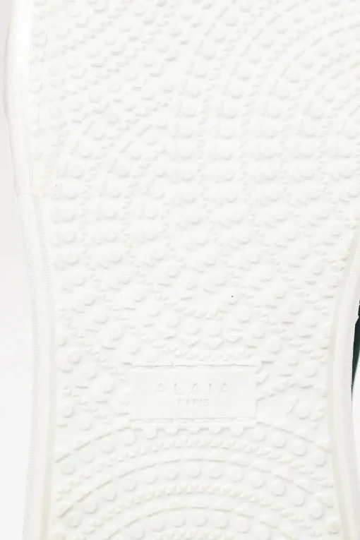 Emerald green laser-cut velvet low-top sneakers