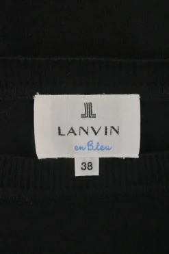 En Bleu black two-tone cotton mixed-media scoop neck dolman sleeve sweater with contrasting woven inserts