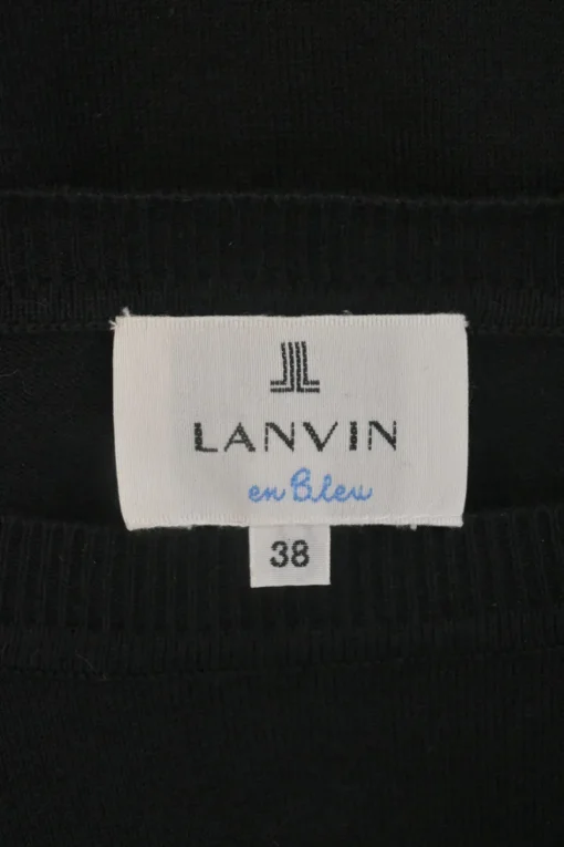 En Bleu black two-tone cotton mixed-media scoop neck dolman sleeve sweater with contrasting woven inserts