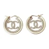 Faux pearl and strass-embellished gold-finish metal Coco Mark CC hoop earrings