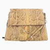 'Faye' Brown and Mustard Python with Gold Chain Crossbody Bag