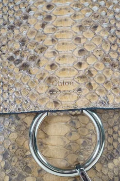 'Faye' Brown and Mustard Python with Gold Chain Crossbody Bag