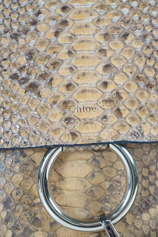 'Faye' Brown and Mustard Python with Gold Chain Crossbody Bag