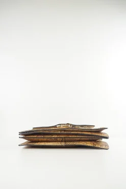 'Faye' Brown and Mustard Python with Gold Chain Crossbody Bag