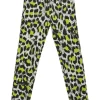 Fluo green cotton-blend leopard print mid-rise skinny jeans