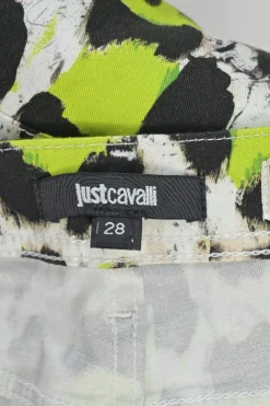 Fluo green cotton-blend leopard print mid-rise skinny jeans