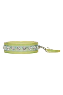 Fluo green crystal-embellished acrylic heart charm bangle