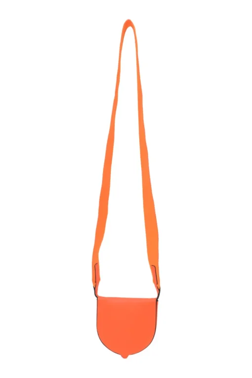 Fluo orange anagram-embossed leather Heel Pouch crossbody bag
