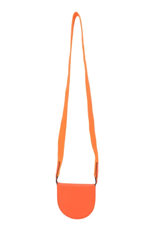 Fluo orange anagram-embossed leather Heel Pouch crossbody bag
