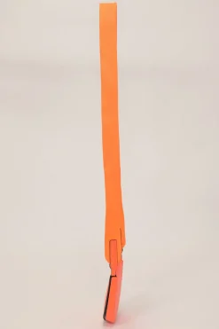 Fluo orange anagram-embossed leather Heel Pouch crossbody bag