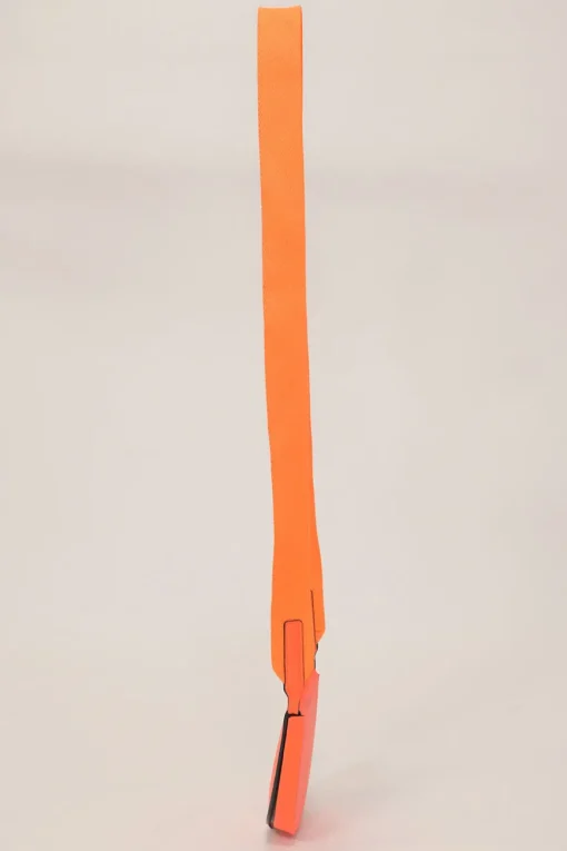 Fluo orange anagram-embossed leather Heel Pouch crossbody bag