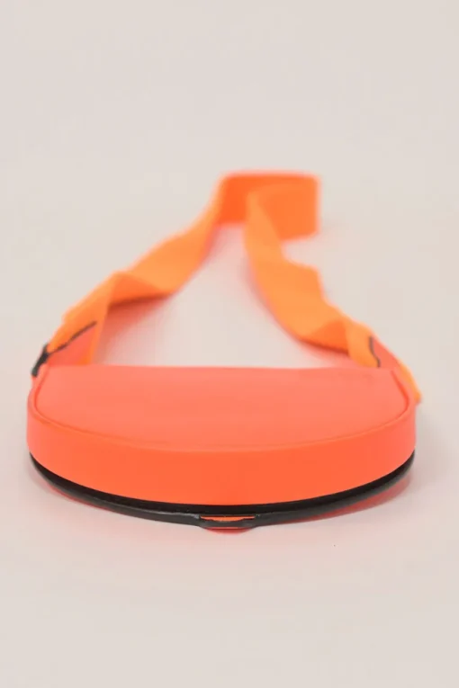 Fluo orange anagram-embossed leather Heel Pouch crossbody bag