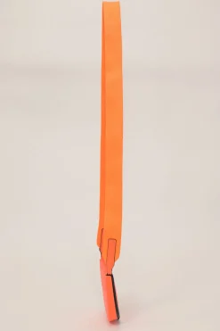Fluo orange anagram-embossed leather Heel Pouch crossbody bag