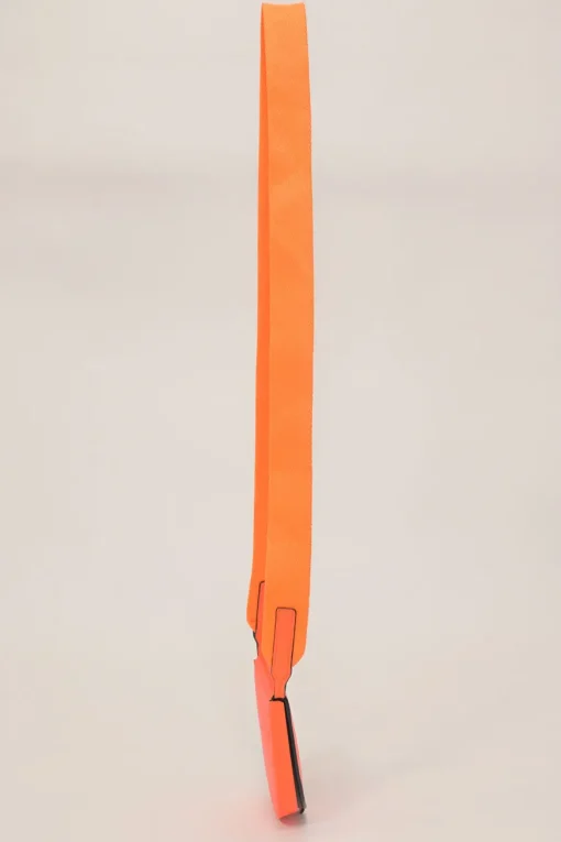 Fluo orange anagram-embossed leather Heel Pouch crossbody bag