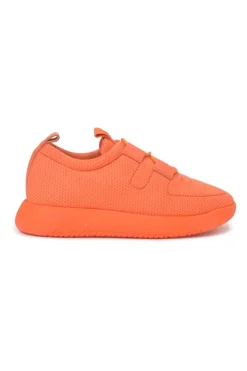 Fluo orange technical fabric and rubber Team low-top chunky slip-on sneakers