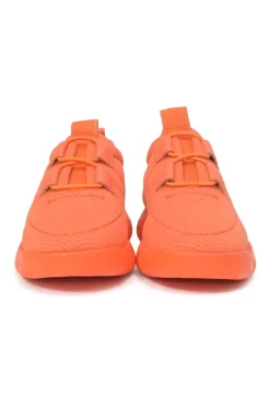 Fluo orange technical fabric and rubber Team low-top chunky slip-on sneakers